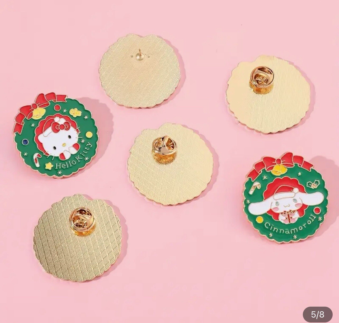 6pcs Sanrio Christmas Pins Miniso Hello Kitty Kuromi Cinnamoroll My Melody
