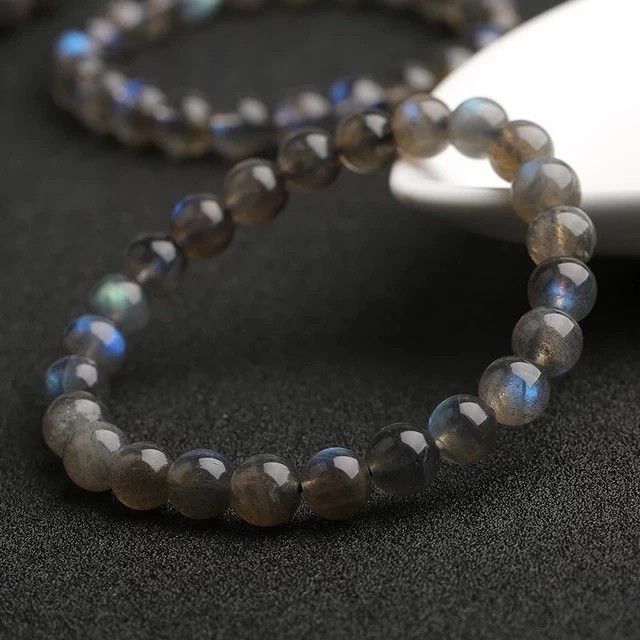 Natural Labradorite 8MM Beads Healing Reiki Gemstone Handmade Stretch Bracelet