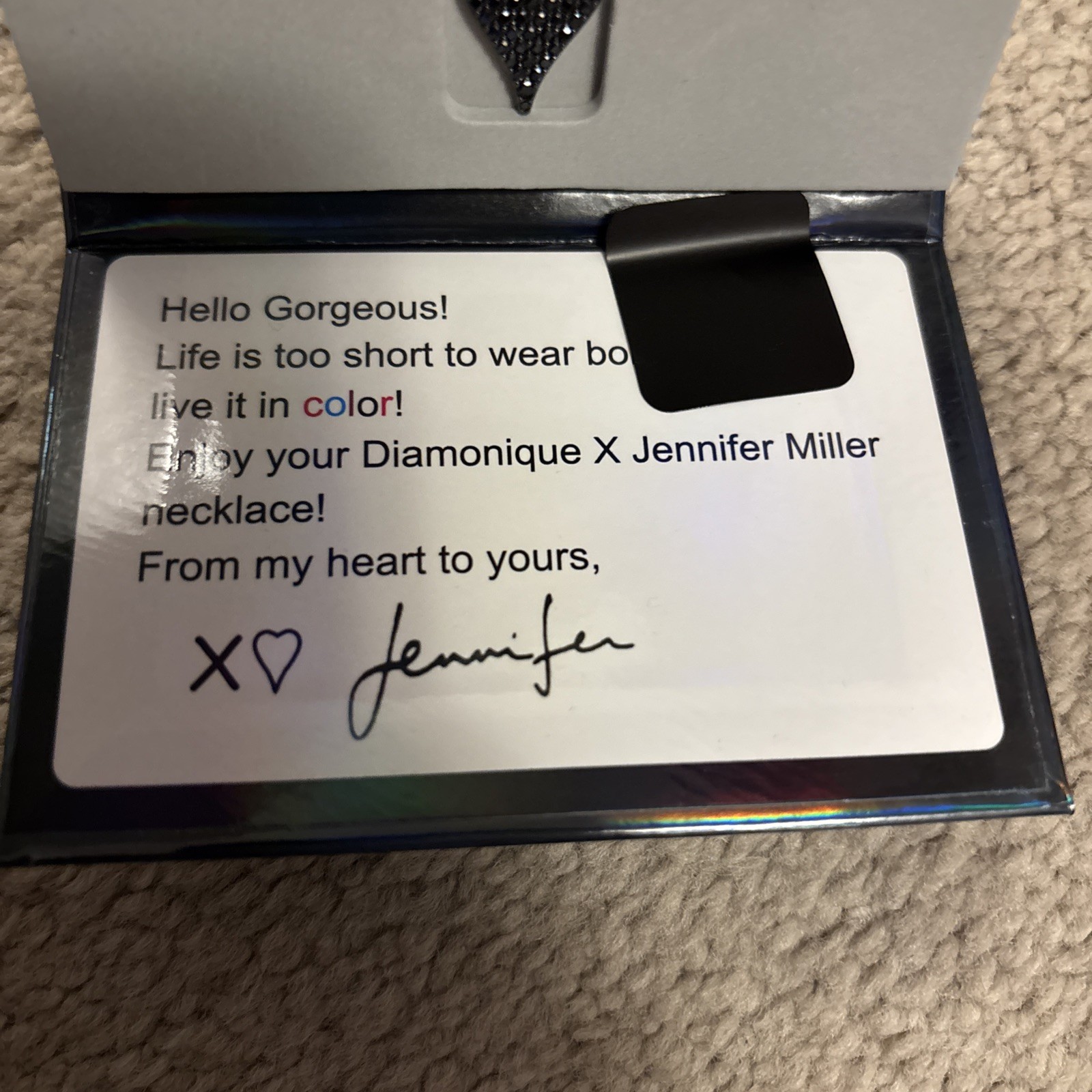 Diamonique x Jennifer Miller Signature Pave Black Heart Sterling Silver Necklace