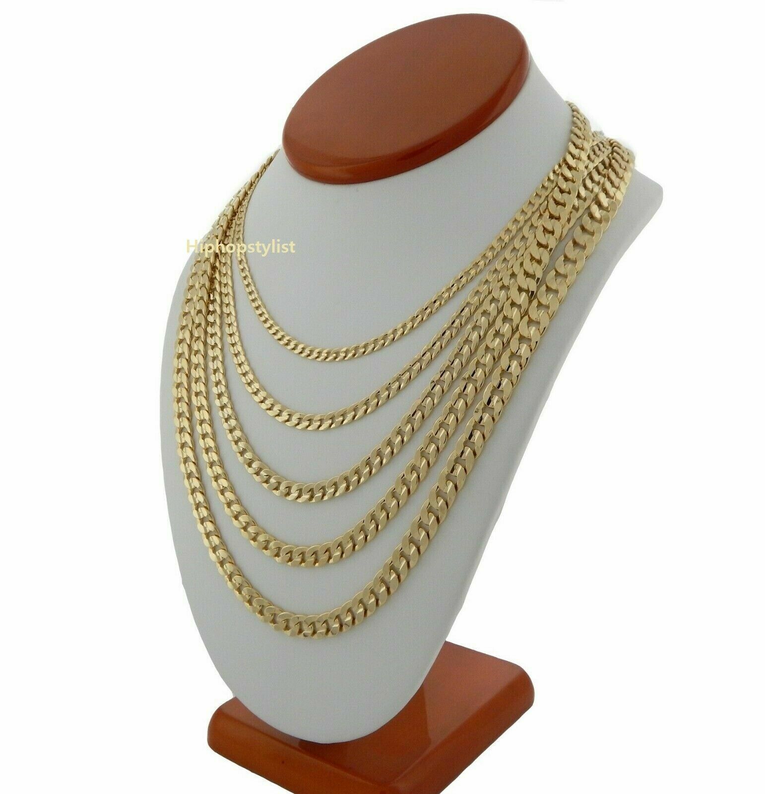 Mens Italian Cuban link Chain 14k Gold Plated 20″ 22″ 24″ 30″ Concave Necklace