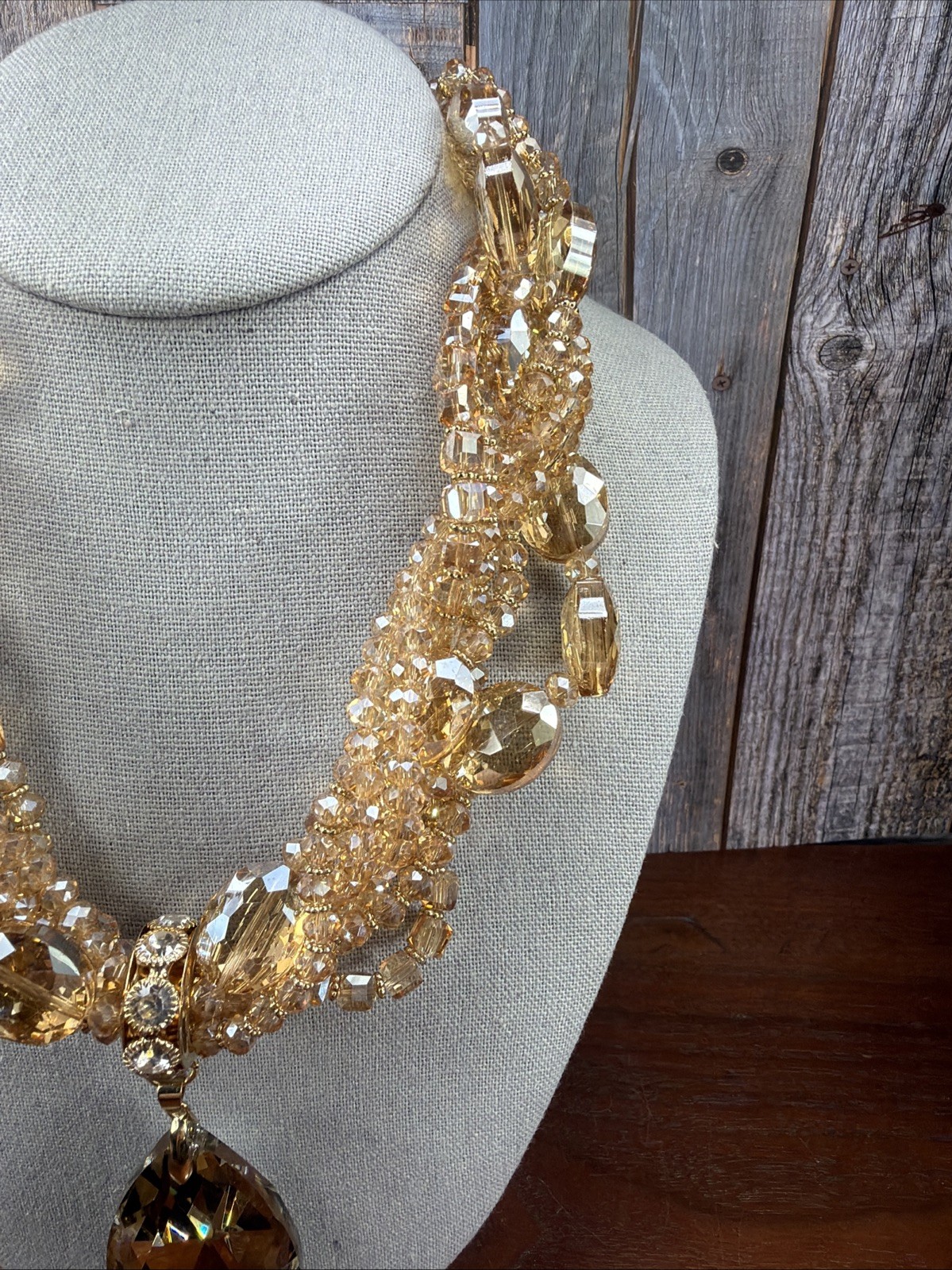 Christian Siriano New York Chunky Statement Gold Crystal Choker champagne AB