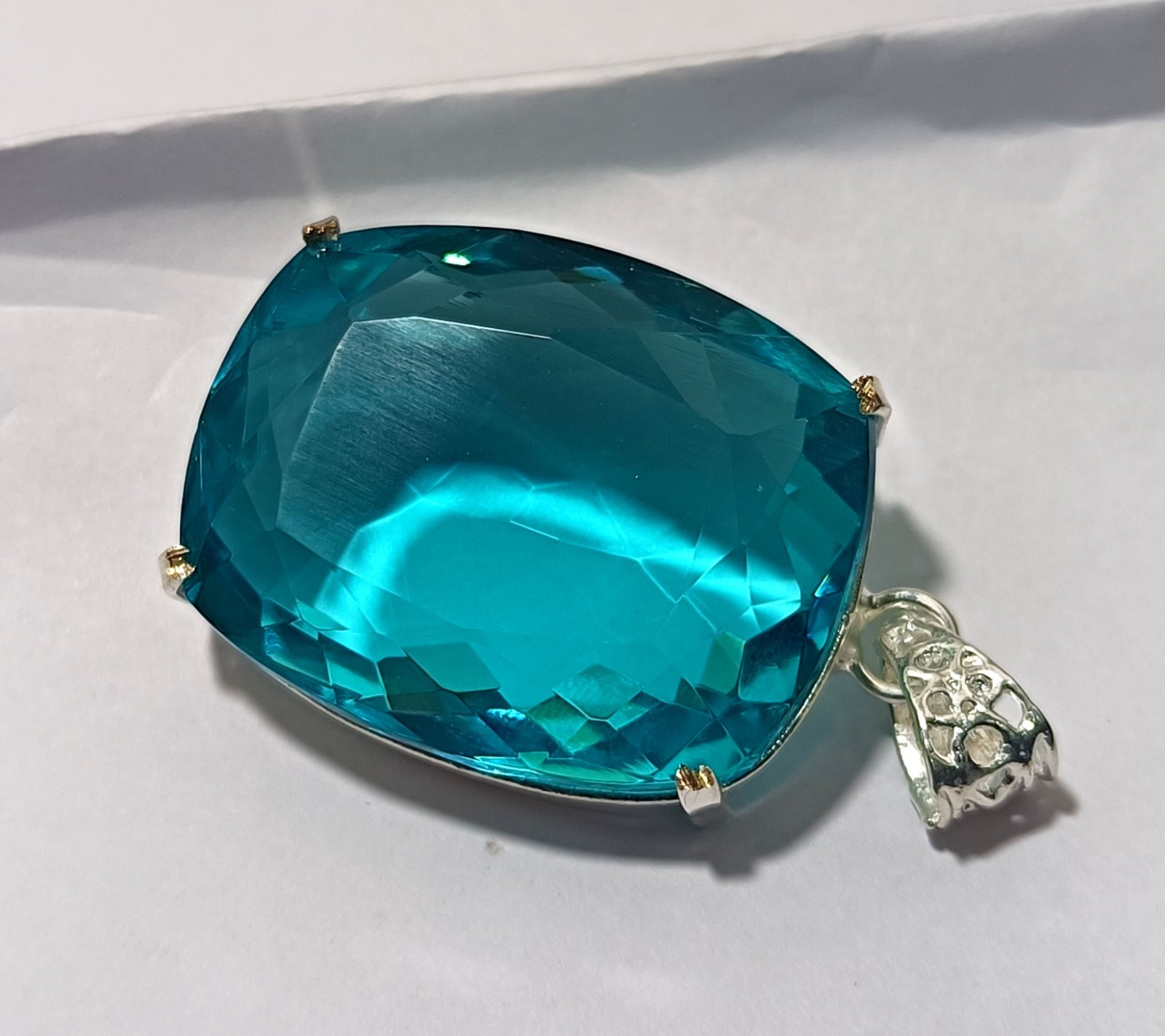 125.50 Ct Natural Blue Topaz 925 Solid Silver Pendant Certified Loose Gemstone