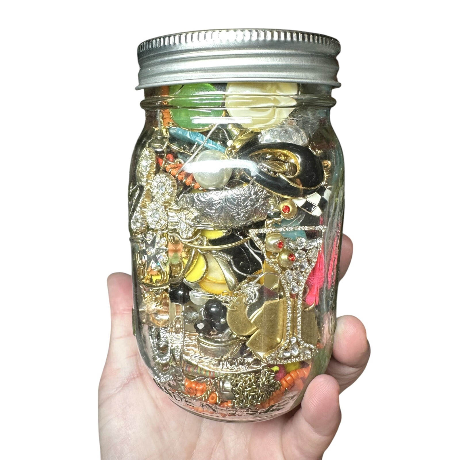 GIFT 16 oz Mason Jar Mystery Lot Surprise Box Jewelry Necklaces Tik Tok Mixed