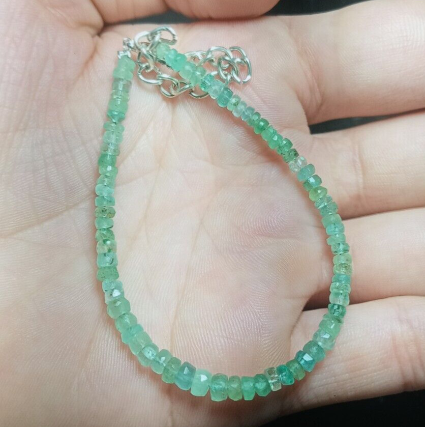 Emerald Bracelet, Emerald Beads Jewelry Bracelet, Faceted Beads Bracelet