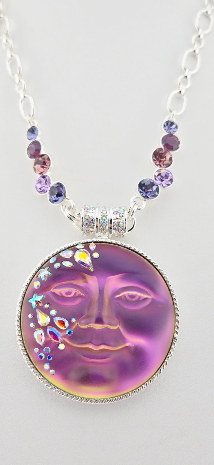 Kirks Folly Mystic Fairy Seaview Moon 50mm Enhancer Crystal Necklace ST #84