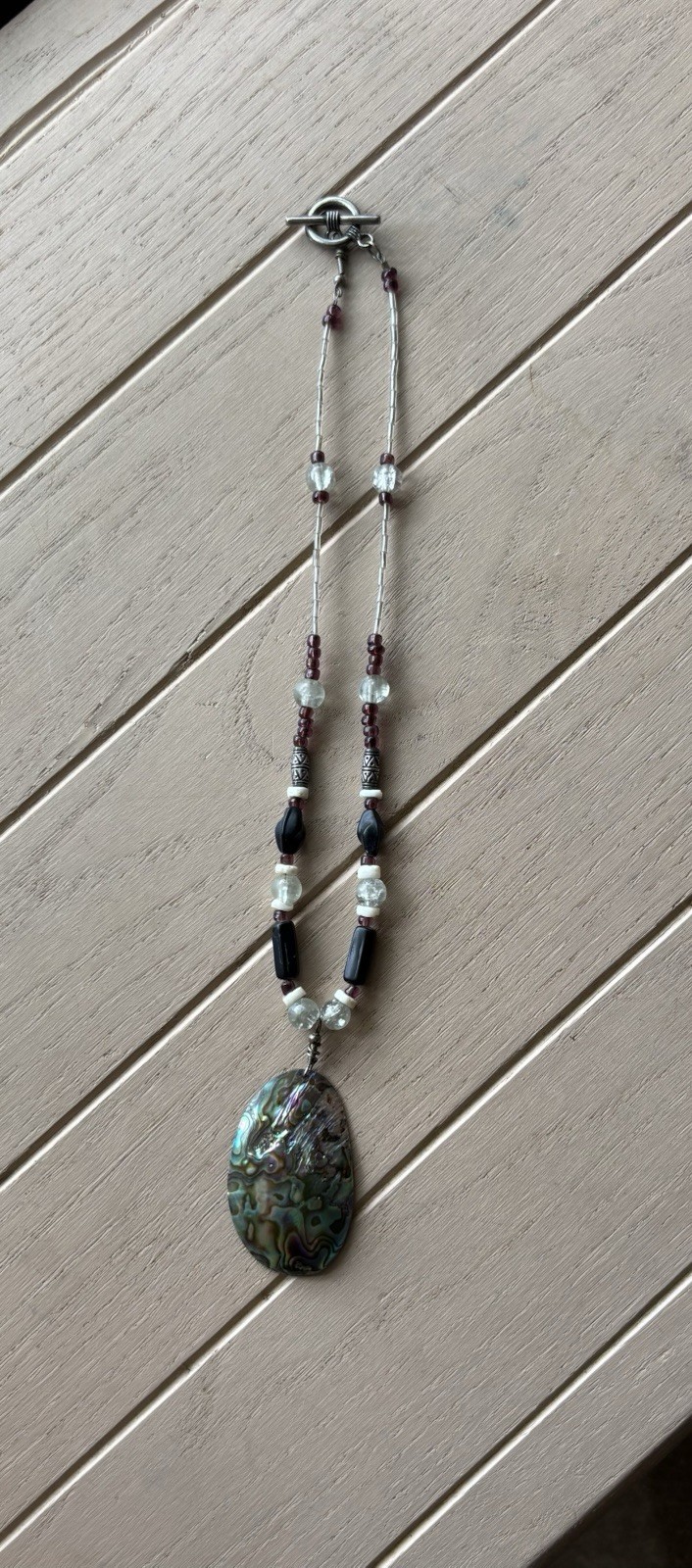 Sparkly Shimmery Mermaid/Fairy Beachy Coastal Abalone Shell Necklace