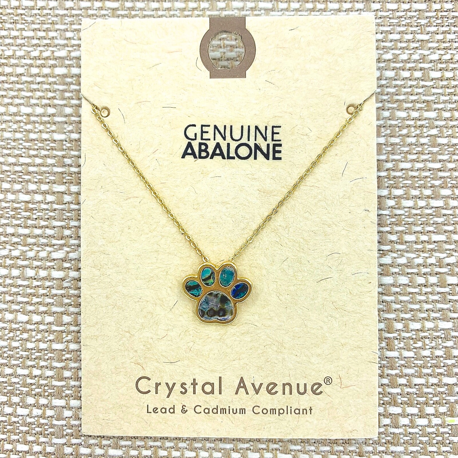 Genuine Abalone Paw Print Necklace in Silver or Gold (18+3in) (0.59×0.59in)