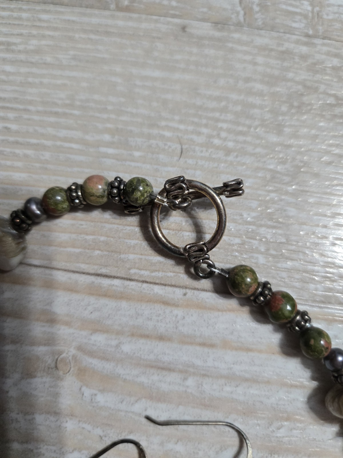 Mixed Stone Toggle Necklace & Dangle Earrings Set