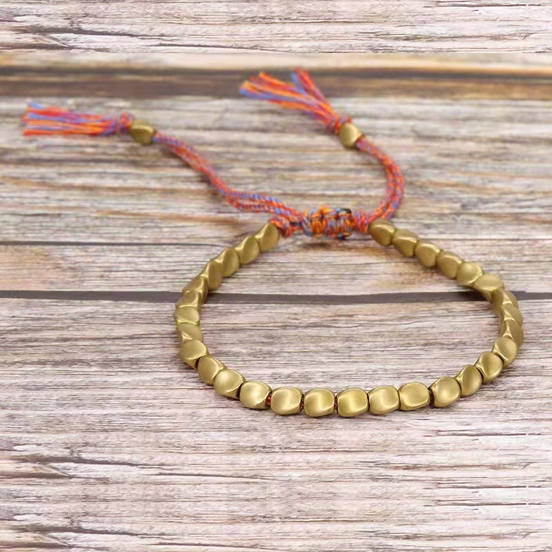 Tibetan Copper Beaded Bracelet Good Luck Friendship Wealth Healing Handmade Gift