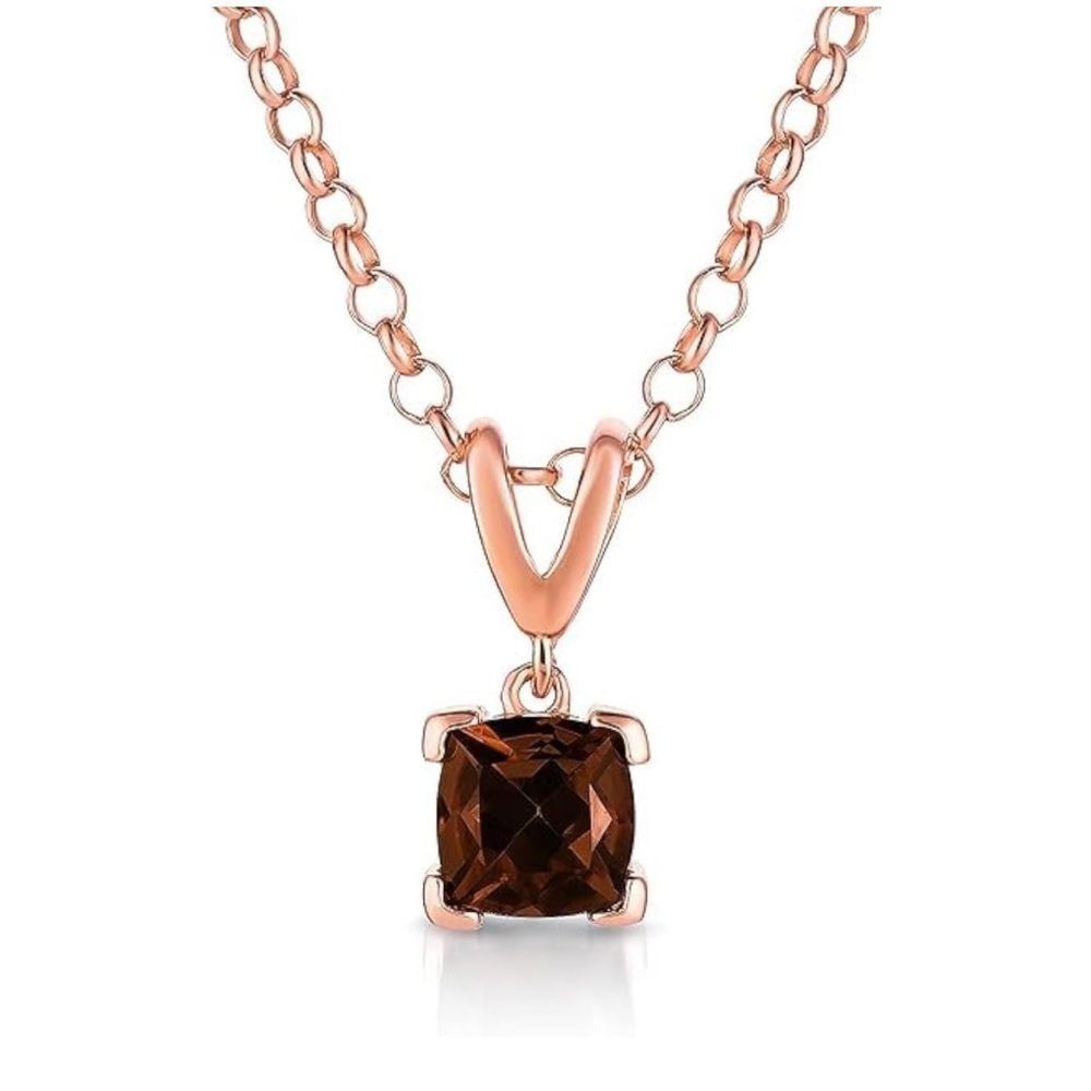 14k 925 Levian Strawberry Gold Necklace with Chocolate Quartz