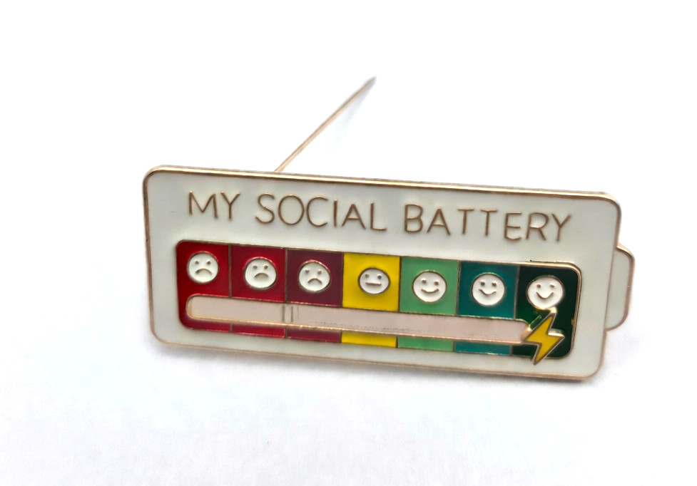 My Social Battery Multicolor Enamel Moveable Mood Indicator Brooch Pin Lapel Hat