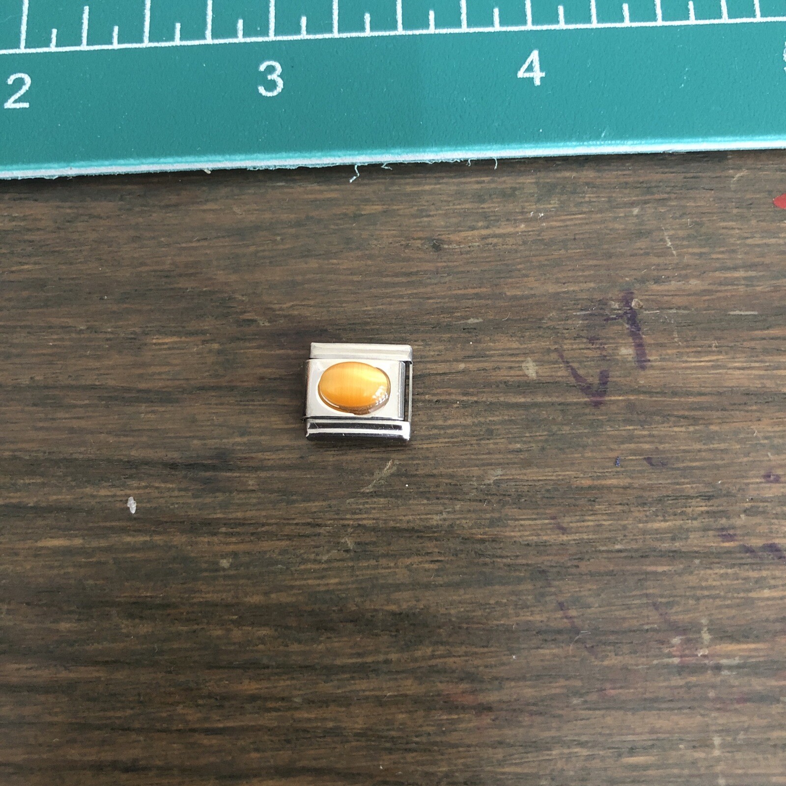 NOS Orange Moonstone Italian Charm Modular Bracelet Link 9mm