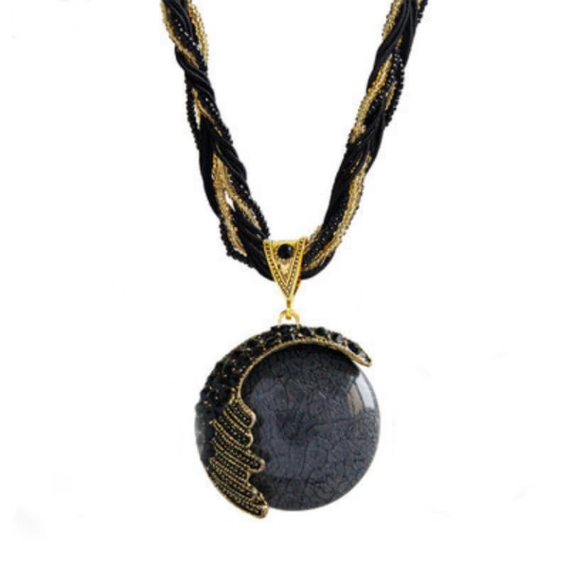 Turquoise Gemstone Necklaces Retro Choker Bohemian Pendant Fashion Jewelry Chain