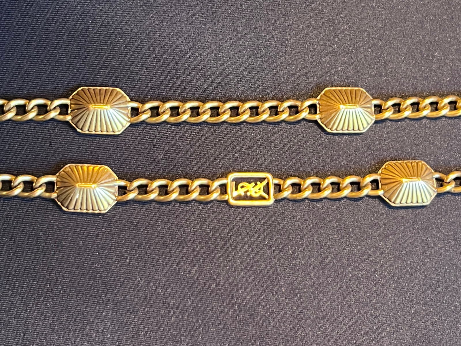 Vintage Yves Saint Laurent YSL Gold Black Cabochon 36″ Chain Necklace