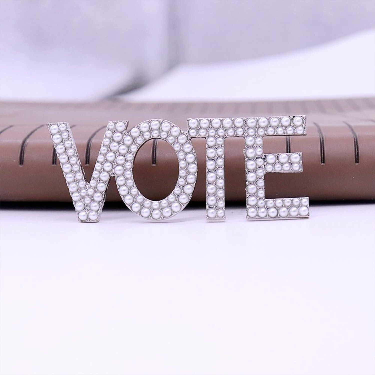 Social Gifts Pearl Letter Vote Pin Brooch Paraphernalia Graduation Jewelry