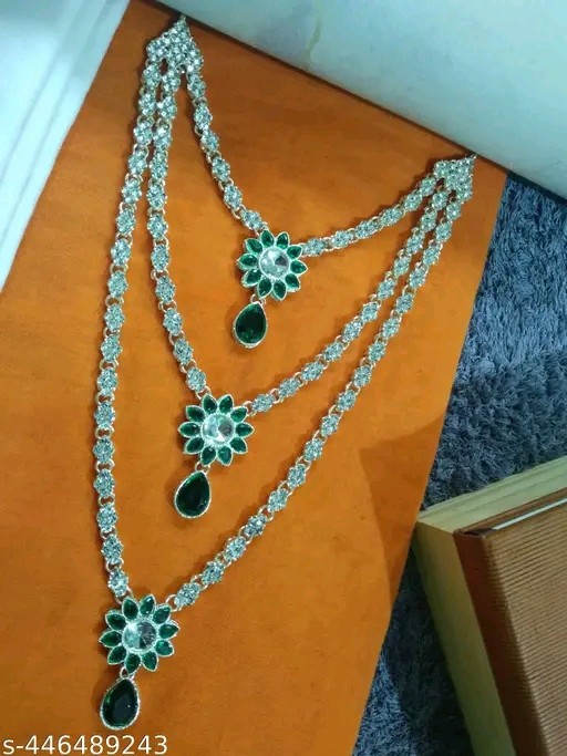 Nita Ambani Layered Green Kundan Necklace Kundan Earring Vintage Heavy Jewelry