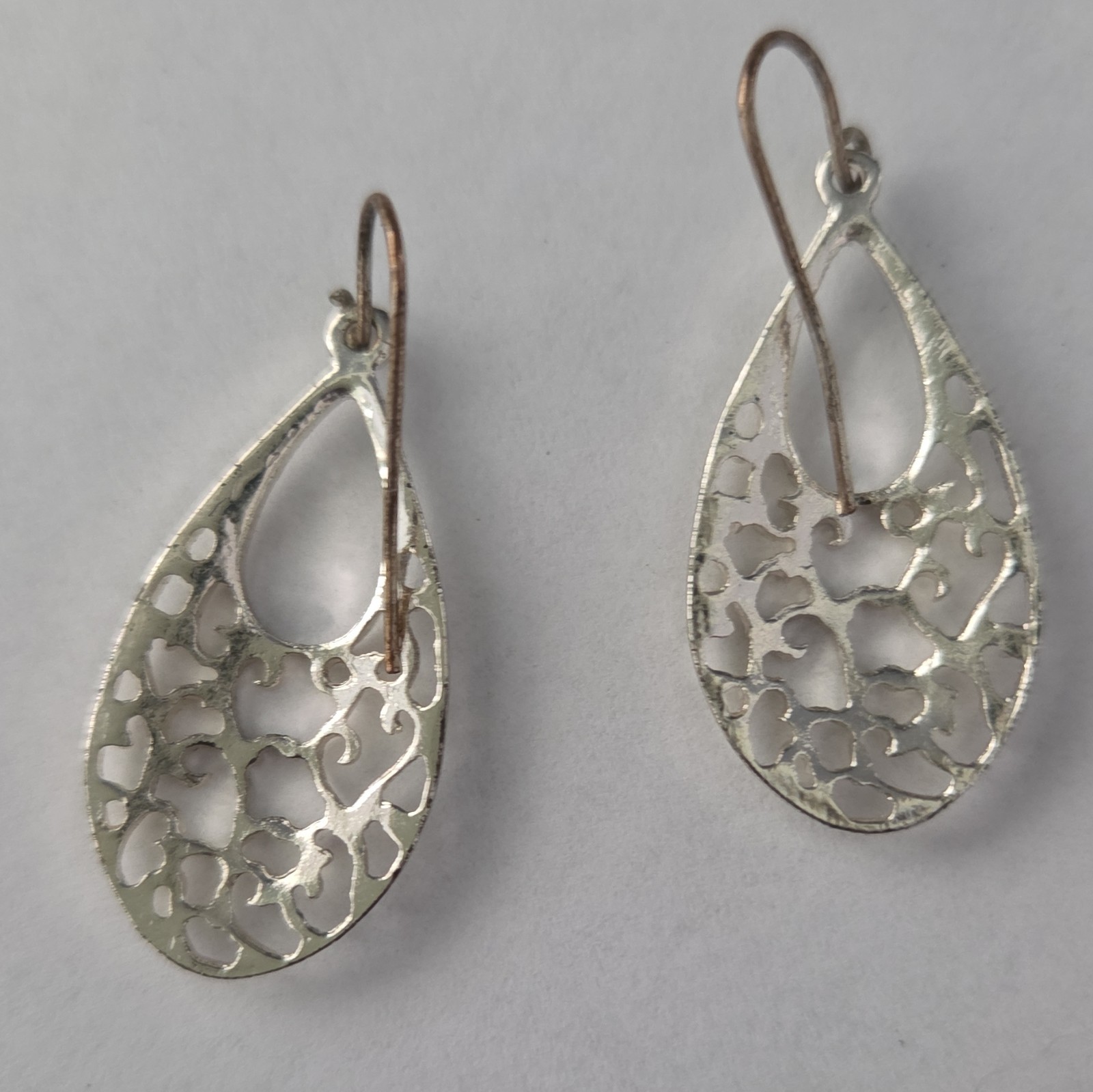 Silver Filigree Teardrop Earrings