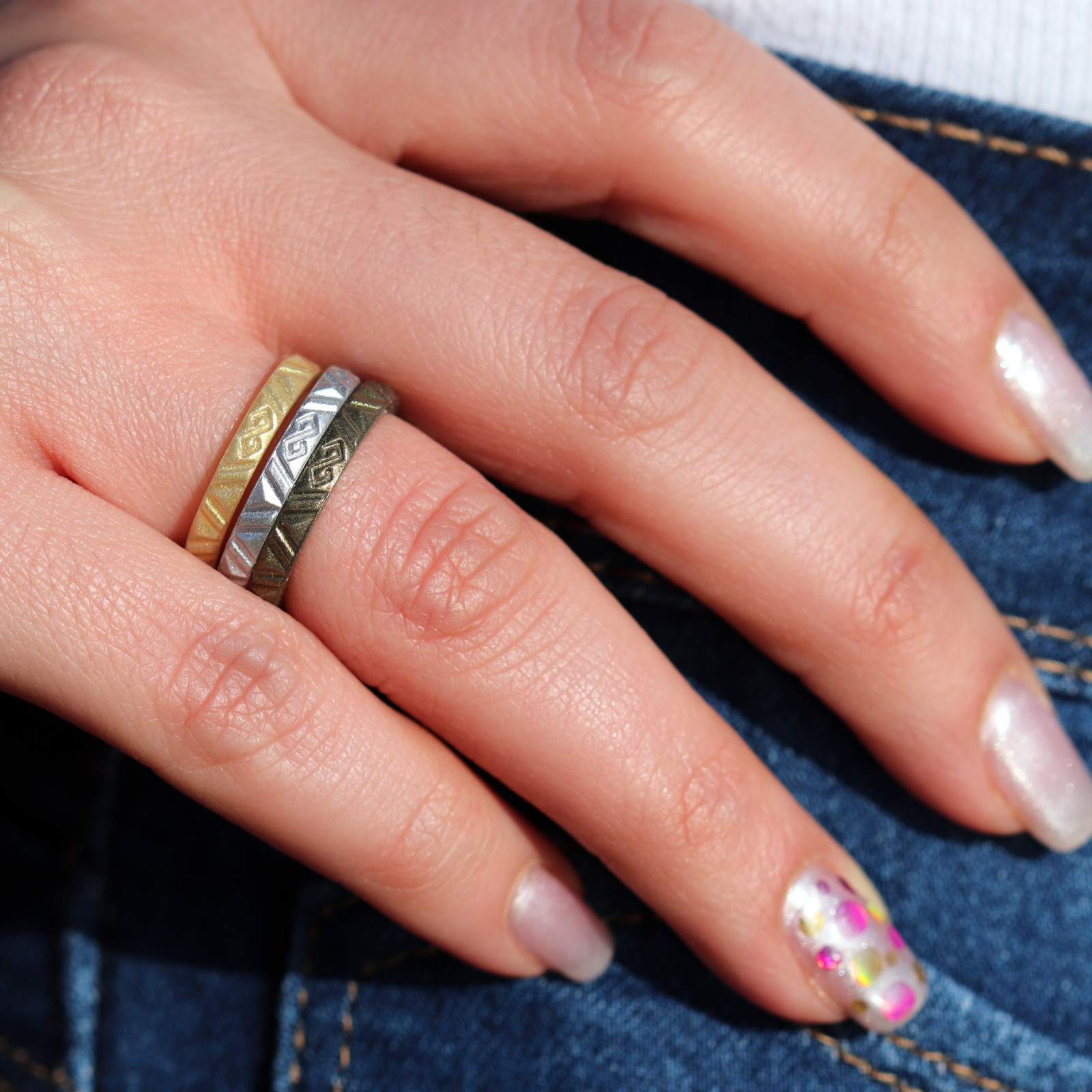 Silicone Wedding Rings by RINFIT. Wedding Rubber Bands. 4 Stackable Rings Set