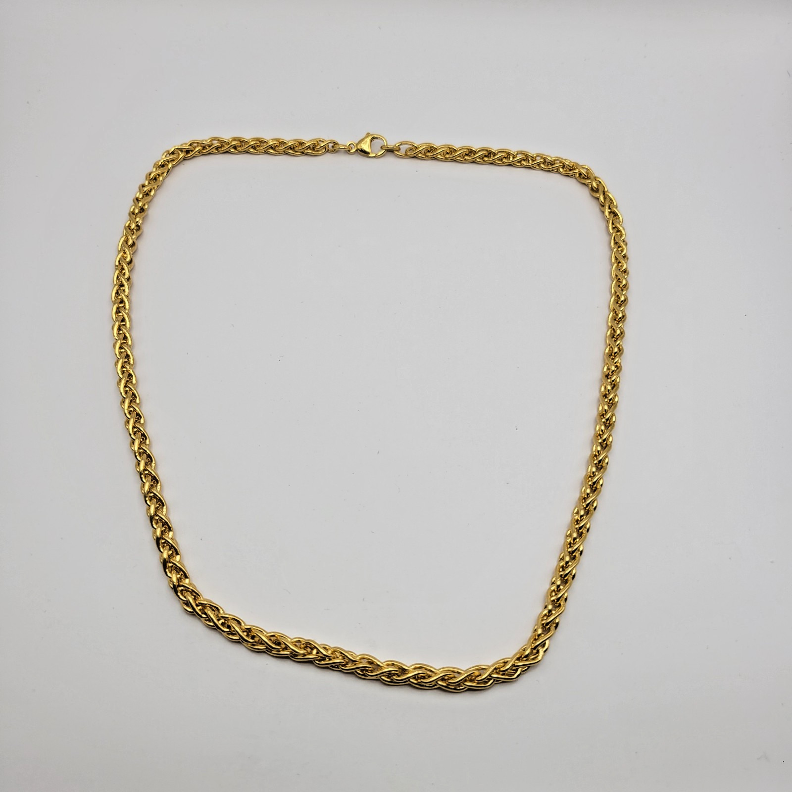 JTV Moda Al Massimo 18kt Yellow Gold Over Bronze 4.5mm Spiga Wheat Necklace ~20″
