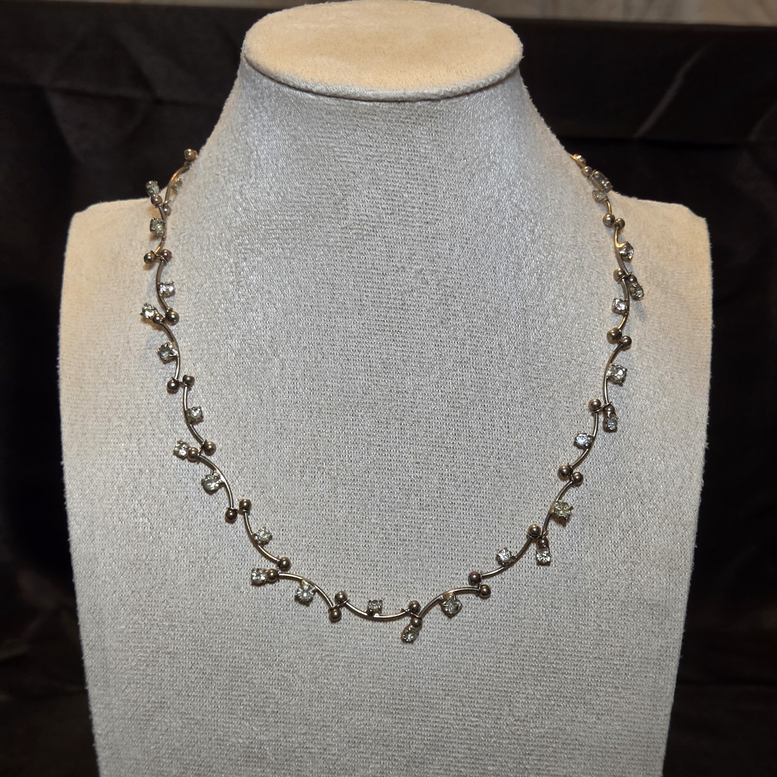 Silver-tone Crystal Vine with Delicate Sparkling Leaf Accents Gold Tone