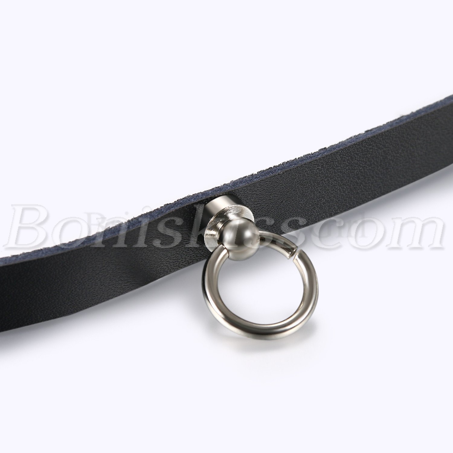 Women Fashion Punk Gothic Charm Black Leather Choker O Ring Belt Collar Necklace