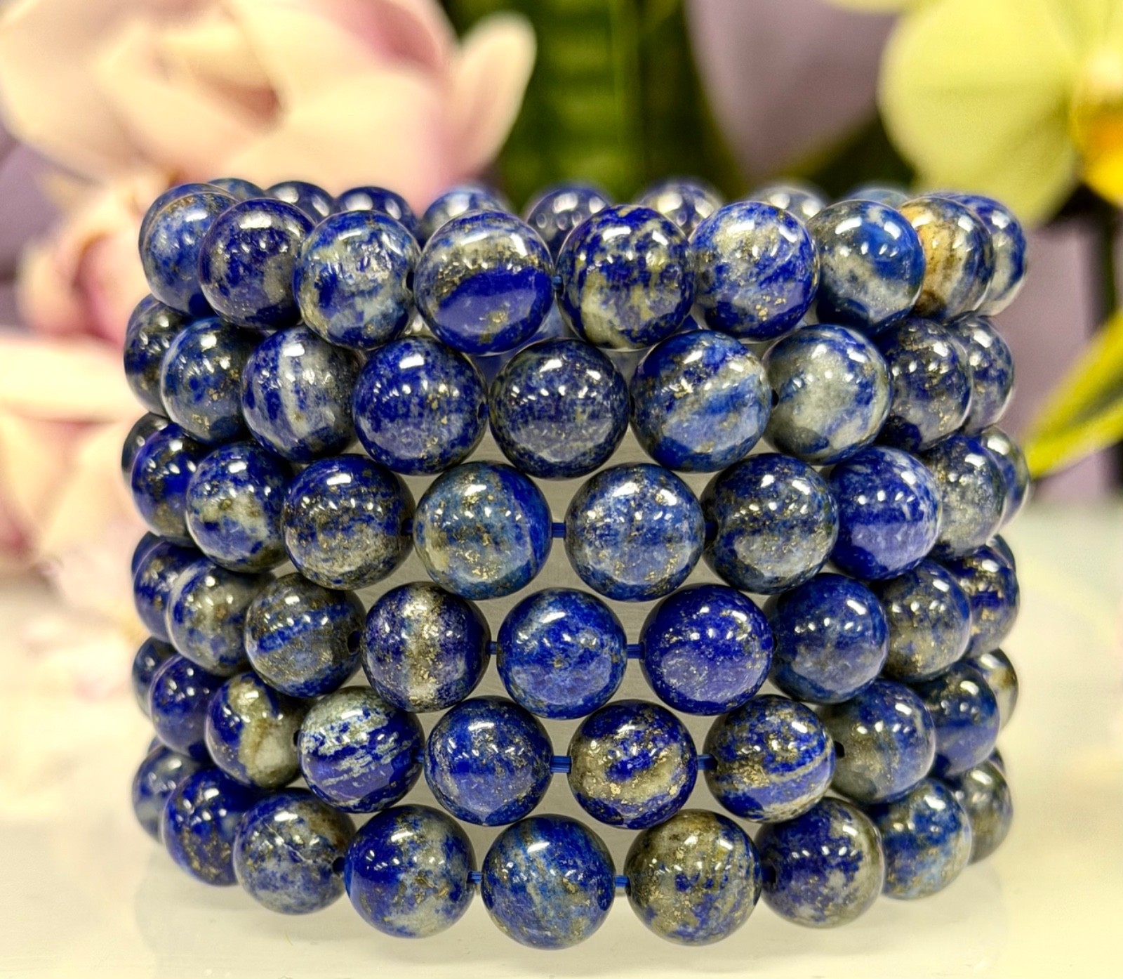 Wholesale 6 Pcs 10mm Natural Lapis Lazuli Crystal Healing Stretch Bracelet 8”