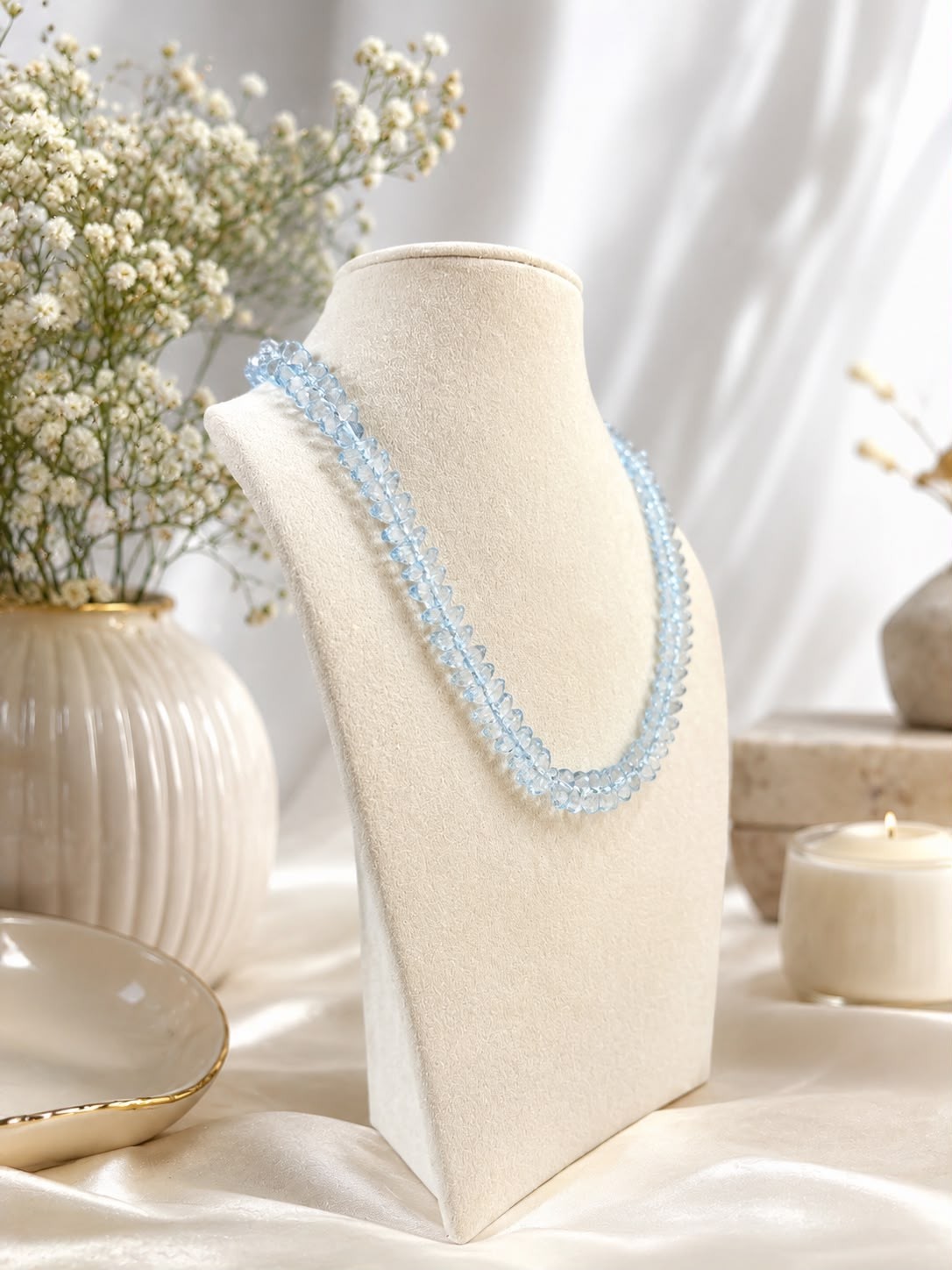 Natural Swiss Blue Topaz Gemstone Jewelry for Women Blue Topaz Necklace Pendant