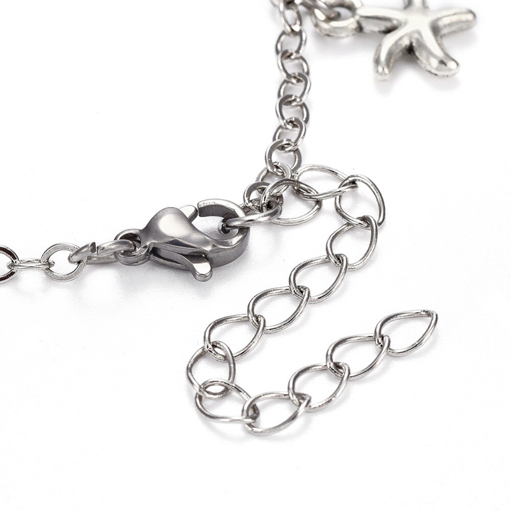 Brass Charm Anklet Bracelet Alloy Charms Stainless Steel Findings Ocean 9.2″ Z2