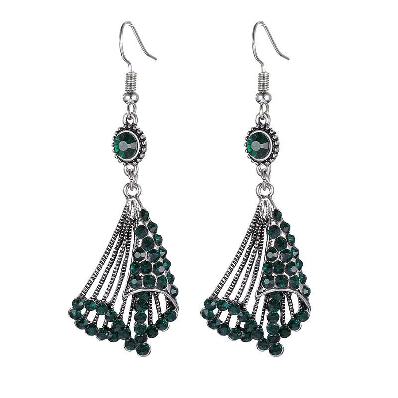 Gorgeous Women Retro Bohemian Earrings Rhinestones Spiral Geometry Style 1495