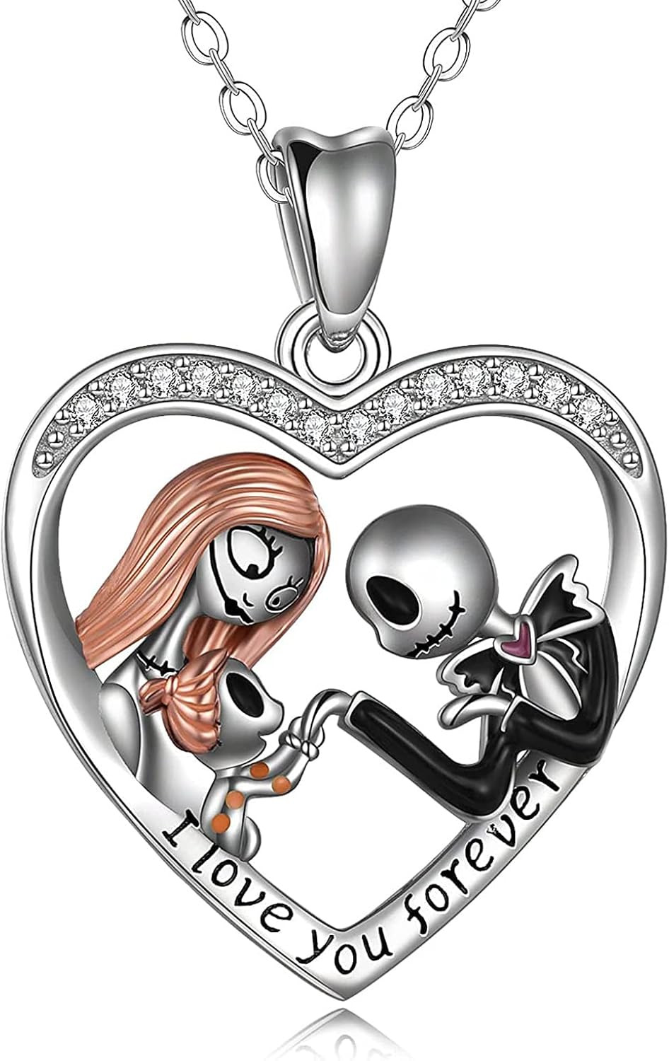 Nightmare Necklace Gifts Sterling Silver Jack Infinity Heart Family Pendant I Lo