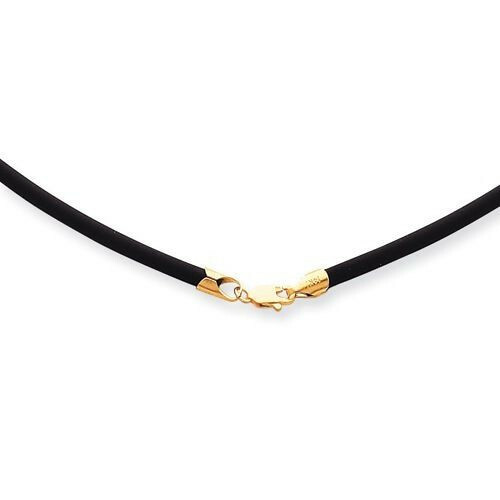 Black Leather Cord Necklace with 14K Gold Lobster Claw Clasp – 2.00mm