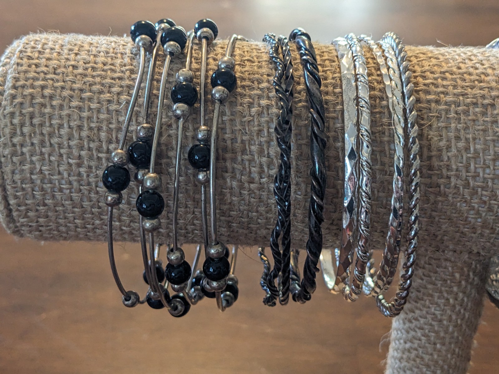 Lot of 24 Women’s Silver Tone, black metal & plastic Bracelets Variety