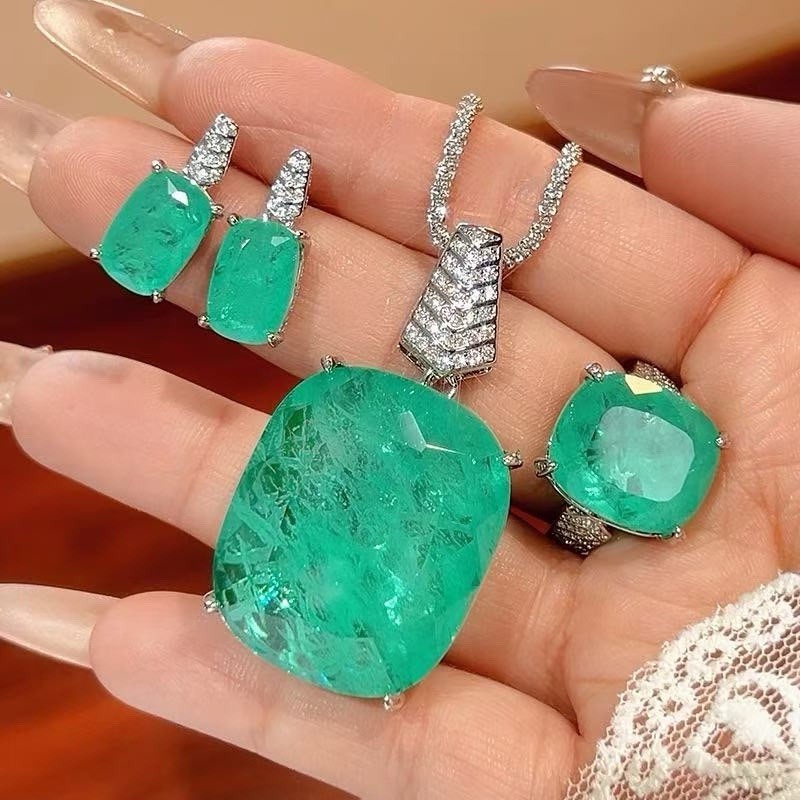 Wedding Bridal CZ Jewelry Set Zirconia Necklace Earrings Set
