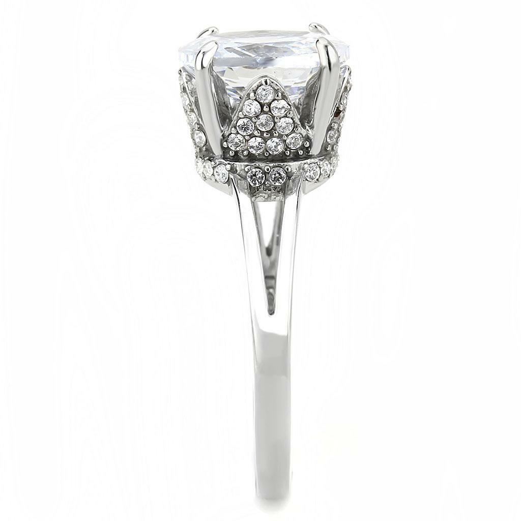 DA314 – No Plating Stainless Steel Ring with AAA Grade CZ in Clear