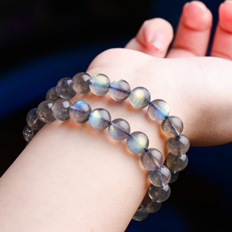 Handmade Natural Moonstone Elastic Stretch Bracelet – 7mm Round Gemstone Bead