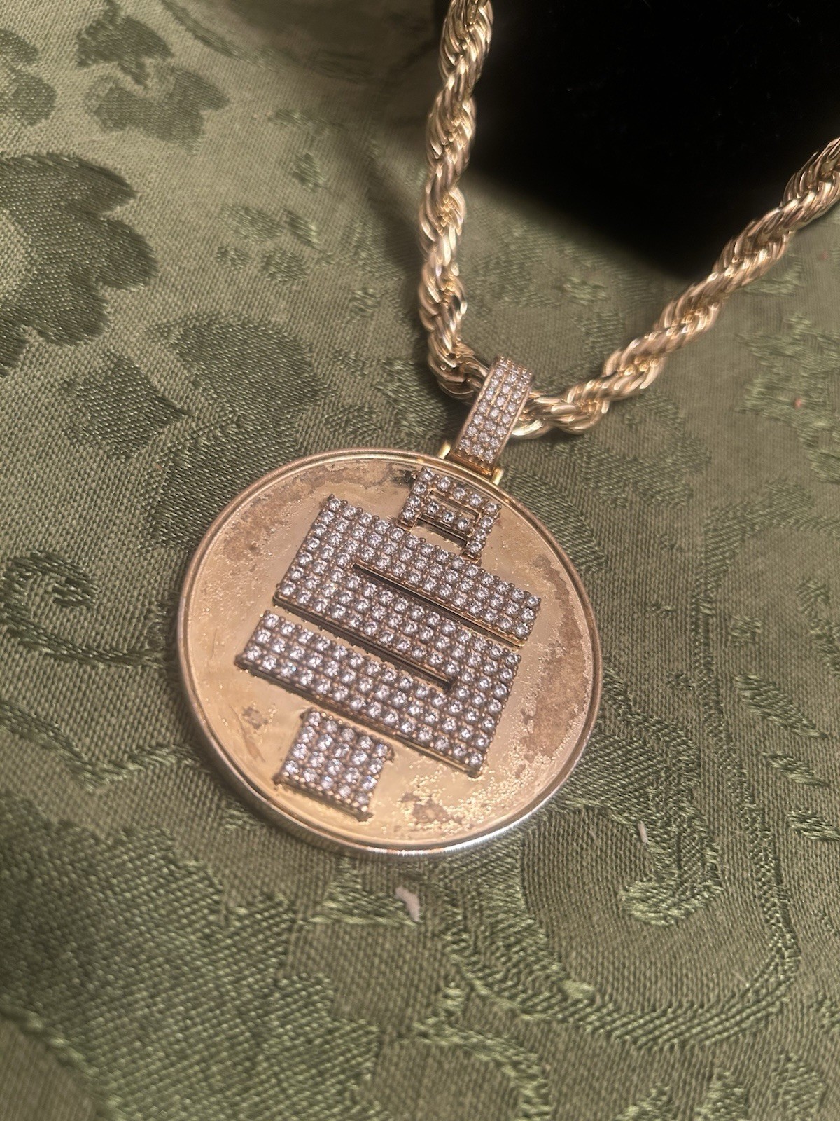NIPSEY Hussle AllMoney In Gold Over Silver Pendant, 26” 8mm StainlessSteel Chain