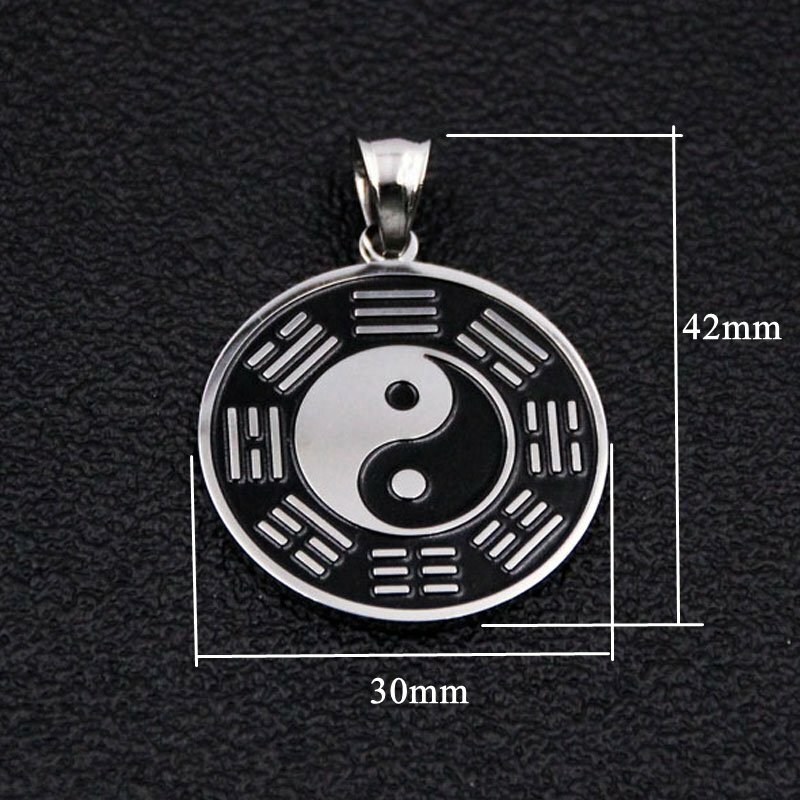 MENDEL Mens Stainless Steel Protection Amulet Yin Ying Yang Pendant Necklace Men