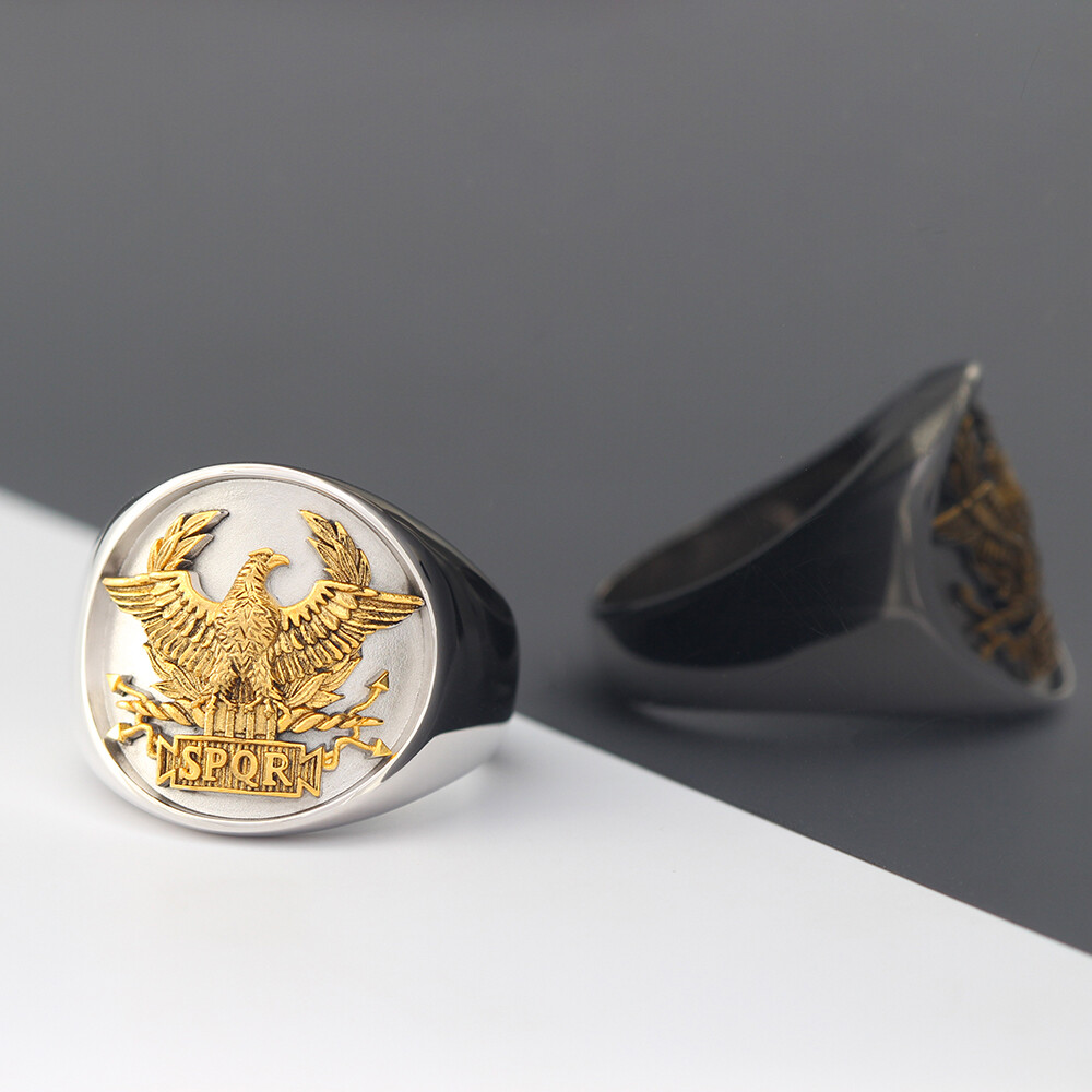 The Roman SPQR Eagle Emblem To Senatus Populusque Romanus Sterling Silver Ring