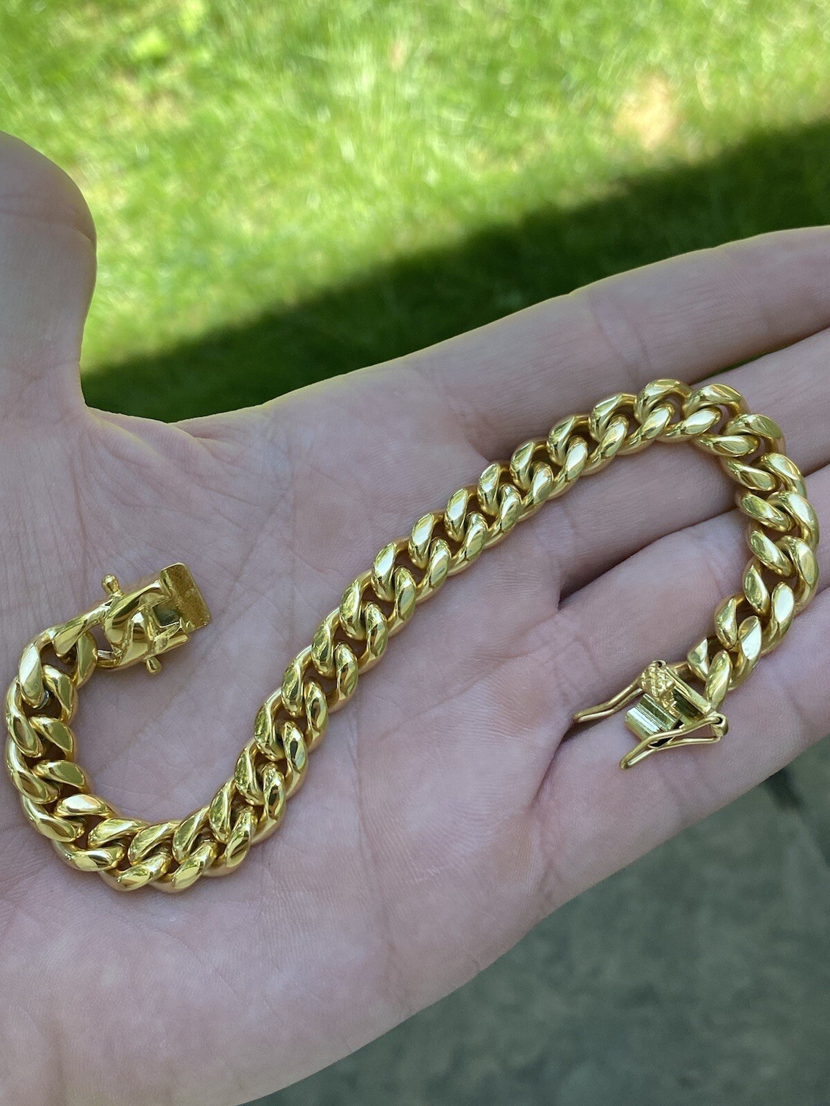Miami Cuban Link Bracelet 18k Gold Vermeil Stainless Mens Hip Hop Bracelet 12mm