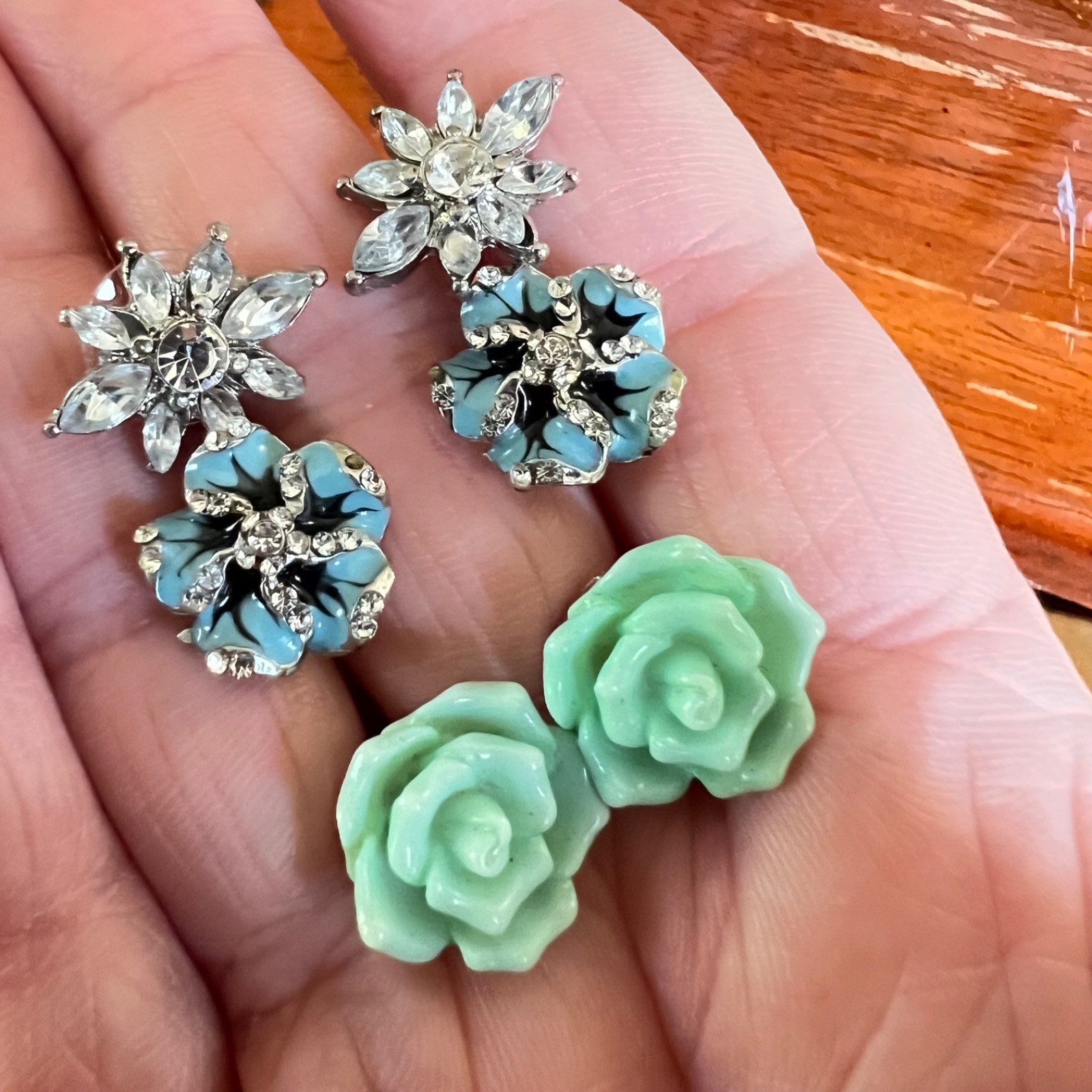 ⁠8 Pair Floral Stud Earring Lot Cottagecore Statement Enamel Flower Resin Retro⁠