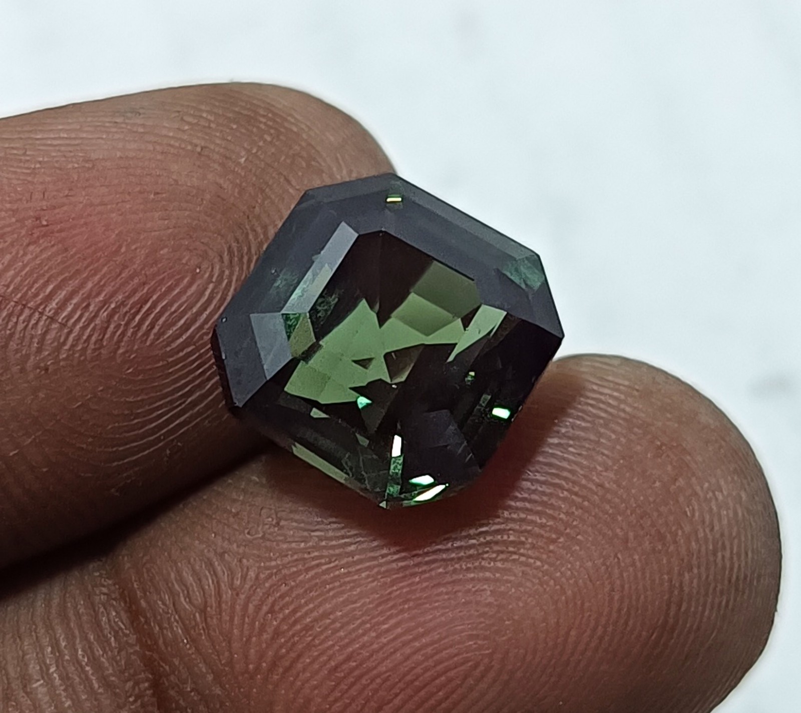 11.05 AAA Natural Greenish Brazilian Tourmaline Loose Gemstone asscher Cut