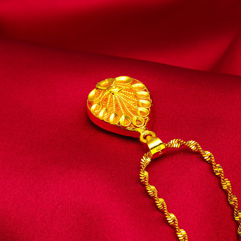 Peacock Pendant 22K 23K 24K THAI BAHT YELLOW GOLD GP Necklace