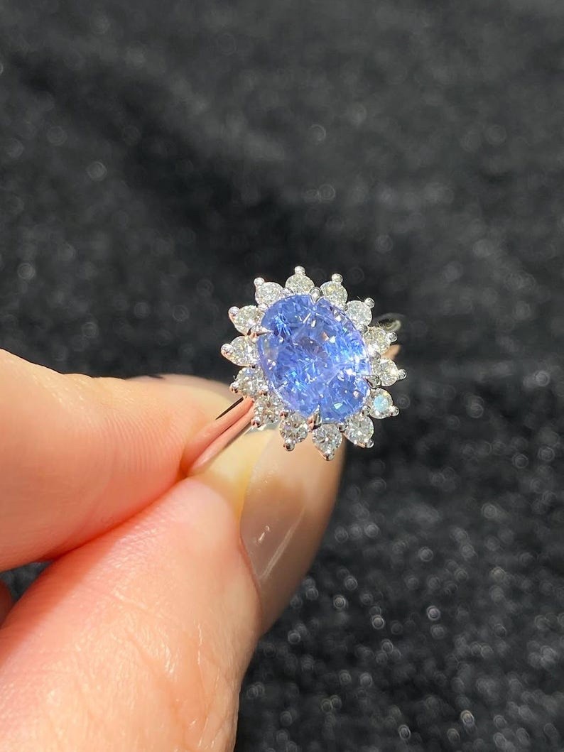 Oval Cut Lavender Sapphire Ring 925 Sterling Silver Women’s Engagement Ring.
