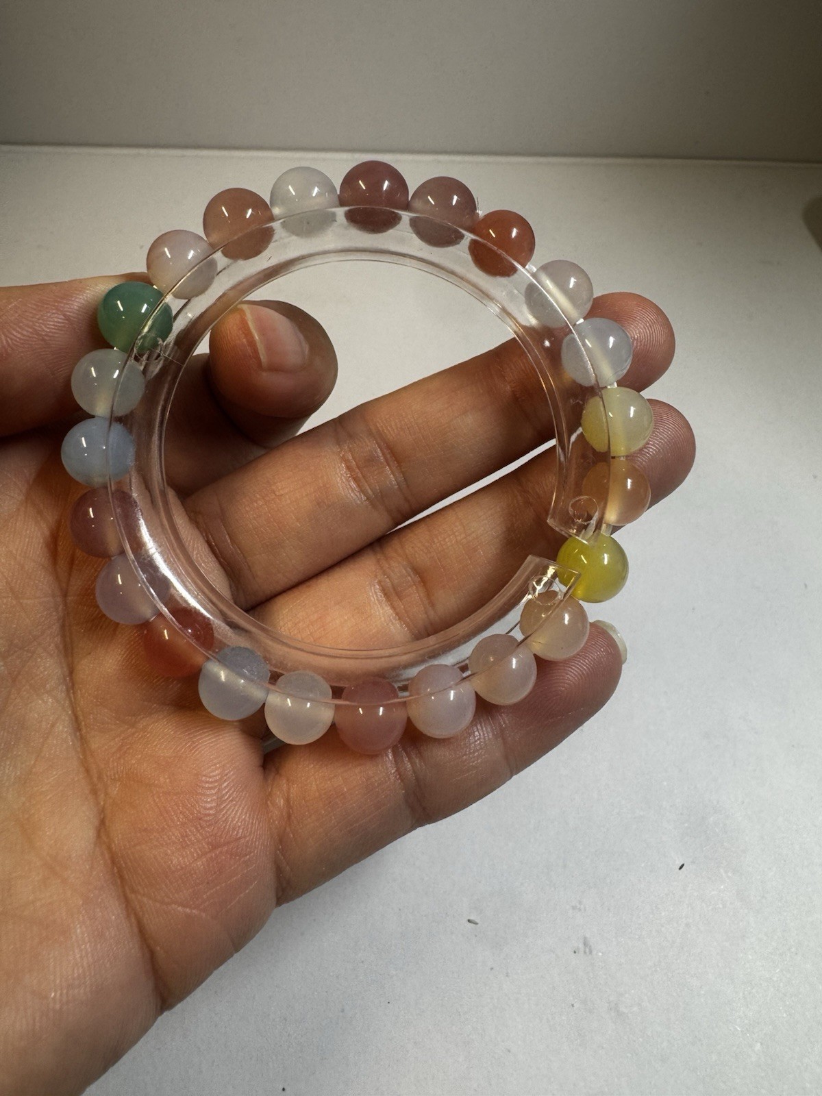 multicolor 8mm round beads yanyuan agate stretch Bracelet new 6.5” good quality