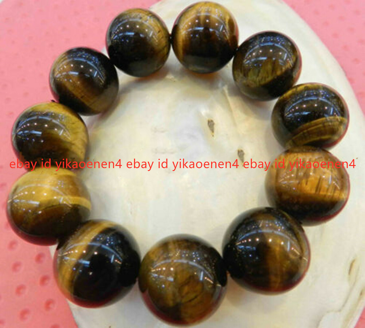 LARGE NATURAL 20mm AFRICAN TIGER EYE GEMS ROUND BEADS BRACELET 7.5″