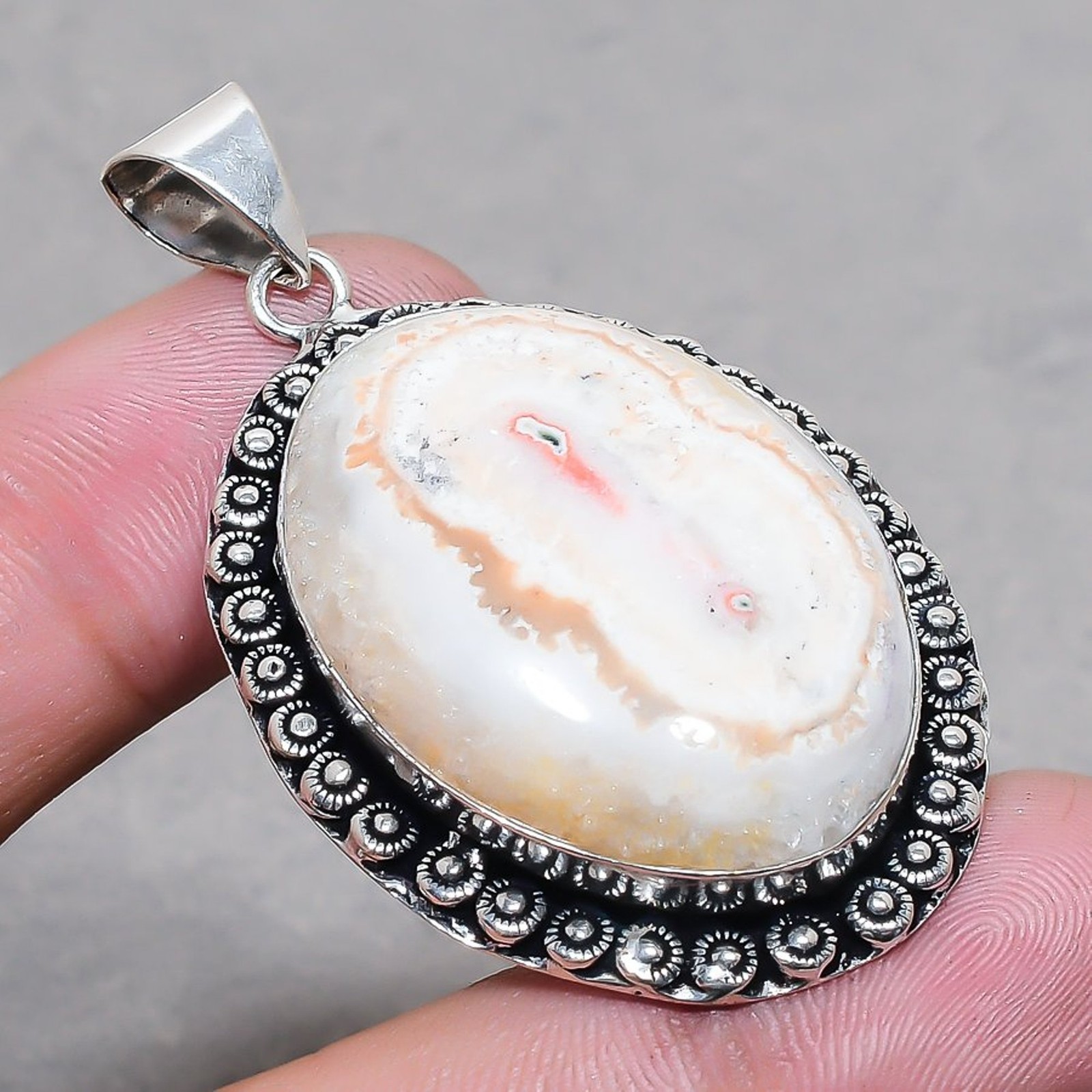 Whit Solar Quartz Oval Shape Gemstone Pendant Handmade Gift Jewelry 2.7″ FP 3075
