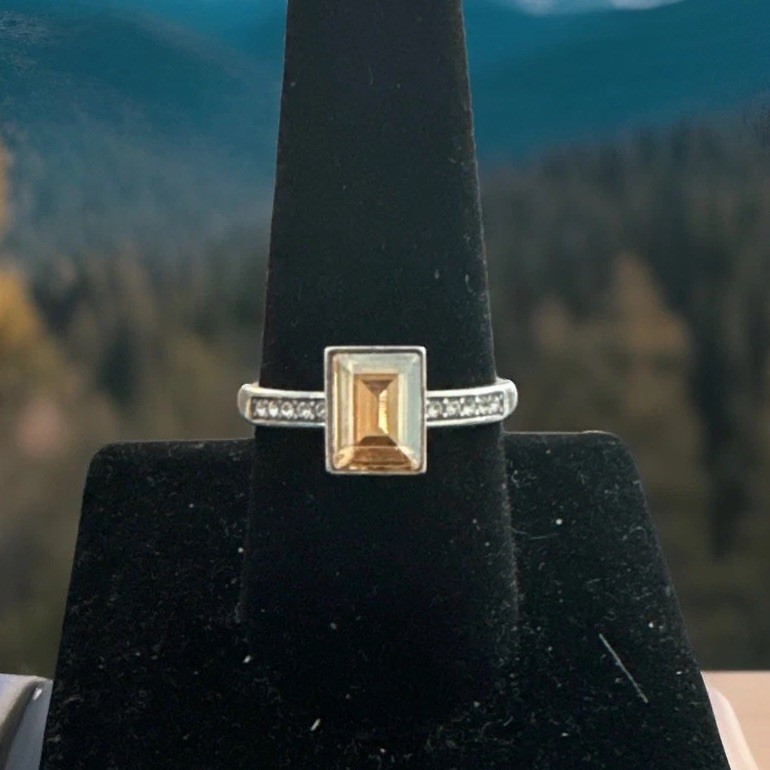 Brighton Ring Size 9 Boho Cushion Cut Topaz NWT List $78 Rare Find!