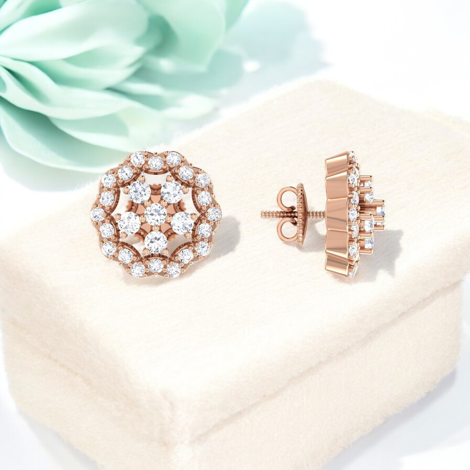 2Ct Round Cut Simulated Diamond Women’s Stud Earring 14K Rose Gold Plated