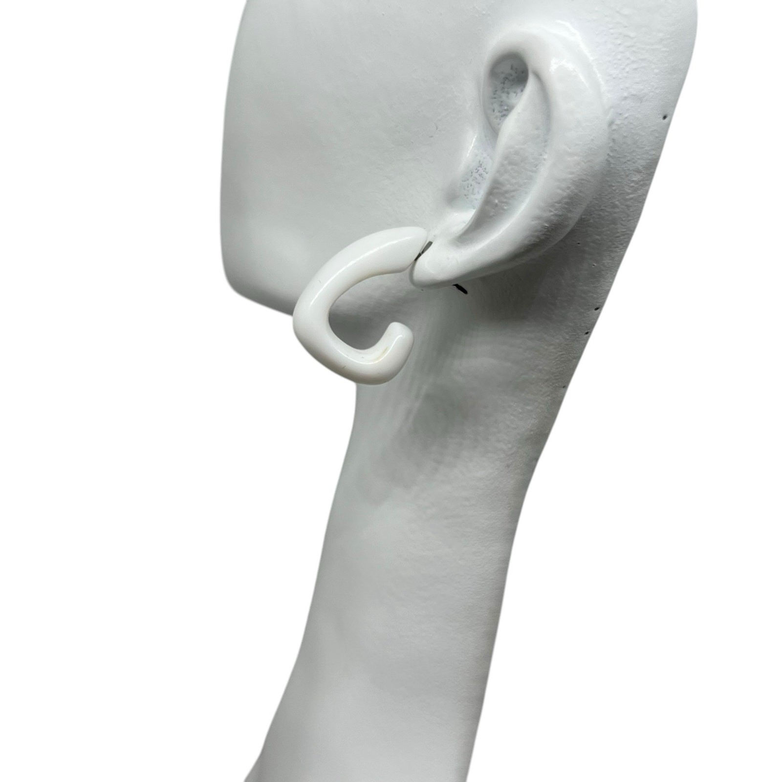 Minimalist White C-Shaped Hoop Earrings