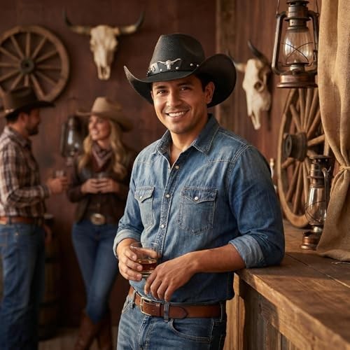 Straw Cowboy Hats for Women and Men Large K-cm-a-black